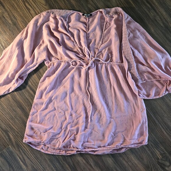 BOHO ME Mauve 70's/Bohemian/Hippie Chic Tunic Top SIZE XL - Picture 1 of 7